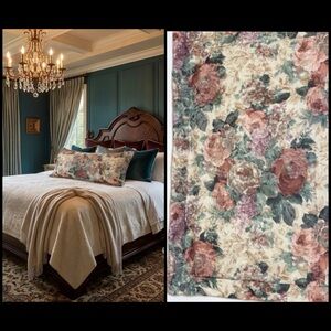 Vintage Croscill Cotswold Victorian Floral King Padded Pillow Sham USA Made